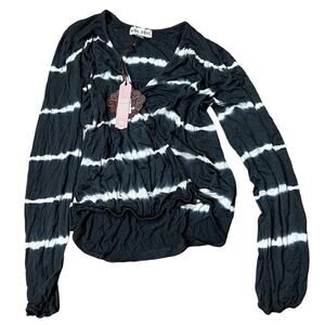 Knox Rose Women's Charcoal Gray-Blue Tie-Dye Long Sleeve Shirt - Size XS - NWT